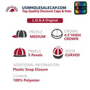 LOGA Solid Blank Plain Polyester Snapback Hat Plastic Snap Flat Visor High Crown