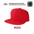 LOGA Solid Blank Plain Polyester Snapback Hat Plastic Snap Flat Visor High Crown