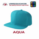 LOGA Solid Blank Plain Polyester Snapback Hat Plastic Snap Flat Visor High Crown