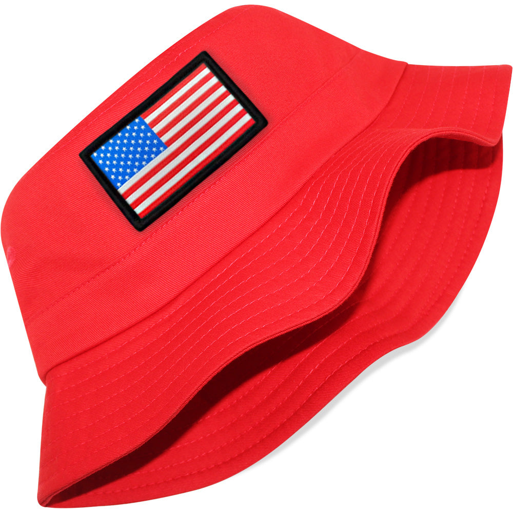 TOP LEVEL : USA  Unisex Lightweight Cotton USA Flag Design Bucket Hat