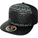 TOP LEVEL : BLESSED | Synthetic Leather Visor & Patch at Front Design Snapback Cap