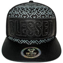 TOP LEVEL : BLESSED | Synthetic Leather Visor & Patch at Front Design Snapback Cap