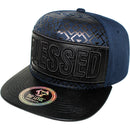 TOP LEVEL : BLESSED | Synthetic Leather Visor & Patch at Front Design Snapback Cap