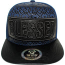 TOP LEVEL : BLESSED | Synthetic Leather Visor & Patch at Front Design Snapback Cap