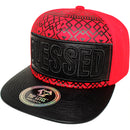 TOP LEVEL : BLESSED | Synthetic Leather Visor & Patch at Front Design Snapback Cap