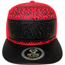 TOP LEVEL : BLESSED | Synthetic Leather Visor & Patch at Front Design Snapback Cap