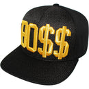 TOP LEVEL : BOSS | Front Raised Bo$$ Verbiage with Woven Textured Jute Fabric Design Snapback Cap