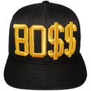 TOP LEVEL : BOSS | Front Raised Bo$$ Verbiage with Woven Textured Jute Fabric Design Snapback Cap