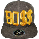 TOP LEVEL : BOSS | Front Raised Bo$$ Verbiage with Woven Textured Jute Fabric Design Snapback Cap