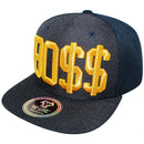 TOP LEVEL : BOSS | Front Raised Bo$$ Verbiage with Woven Textured Jute Fabric Design Snapback Cap