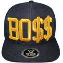 TOP LEVEL : BOSS | Front Raised Bo$$ Verbiage with Woven Textured Jute Fabric Design Snapback Cap