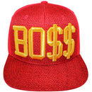 TOP LEVEL : BOSS | Front Raised Bo$$ Verbiage with Woven Textured Jute Fabric Design Snapback Cap