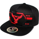 TOP LEVEL : BULL | Embroidered Black and Red Lines Design Snapback Cap