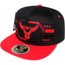 TOP LEVEL : BULL | Embroidered Black and Red Lines Design Snapback Cap