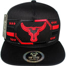 TOP LEVEL : BULL | Embroidered Black and Red Lines Design Snapback Cap