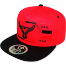 TOP LEVEL : BULL | Embroidered Black and Red Lines Design Snapback Cap