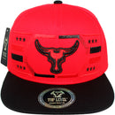 TOP LEVEL : BULL | Embroidered Black and Red Lines Design Snapback Cap