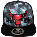 TOP LEVEL : BULL | Front-raised Bull Embroidery with Tie-Dye Design Snapback Cap