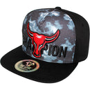 TOP LEVEL : BULL | Front-raised Bull Embroidery with Tie-Dye Design Snapback Cap