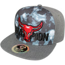 TOP LEVEL : BULL | Front-raised Bull Embroidery with Tie-Dye Design Snapback Cap