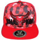 TOP LEVEL : BULL | Front-raised Bull Embroidery with Tie-Dye Design Snapback Cap