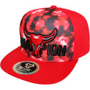 TOP LEVEL : BULL | Front-raised Bull Embroidery with Tie-Dye Design Snapback Cap