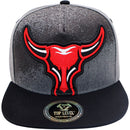 TOP LEVEL : BULL | Front Raised Bull Verbiage with Dripping Design Snapback Cap