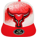 TOP LEVEL : BULL | Front Raised Bull Verbiage with Dripping Design Snapback Cap