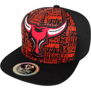 TOP LEVEL : BULL | Front Raised Bull Embroidery with Verbiage Print Design Snapback Cap