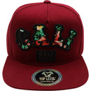 TOP LEVEL : CALIFORNIA | Front-raised Verbiage Embroidery with CALI Floral Print Design Snapback Cap