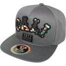 TOP LEVEL : CALIFORNIA | Front-raised Verbiage Embroidery with CALI Floral Print Design Snapback Cap