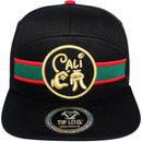 TOP LEVEL : CALI | Front Raised Cali Verbiage with Hand Sign Design Snapback Cap