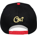 TOP LEVEL : CALI | Front Raised Cali Verbiage with Hand Sign Design Snapback Cap