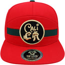 TOP LEVEL : CALI | Front Raised Cali Verbiage with Hand Sign Design Snapback Cap