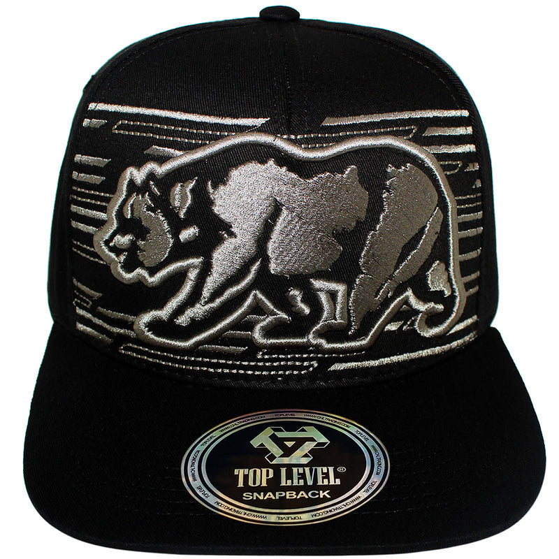 TOP LEVEL : CALI BEAR | Front-raised High Quality Embroidery Design Snapback Cap