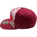 TOP LEVEL : DRIP | Front-raised Verbiage Embroidery and All-over Newspaper Print Design Snapback Cap