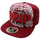 TOP LEVEL : DRIP | Front-raised Verbiage Embroidery and All-over Newspaper Print Design Snapback Cap