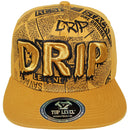 TOP LEVEL : DRIP | Front-raised Verbiage Embroidery and All-over Newspaper Print Design Snapback Cap