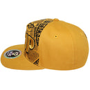 TOP LEVEL : DRIP | Front-raised Verbiage Embroidery and All-over Newspaper Print Design Snapback Cap