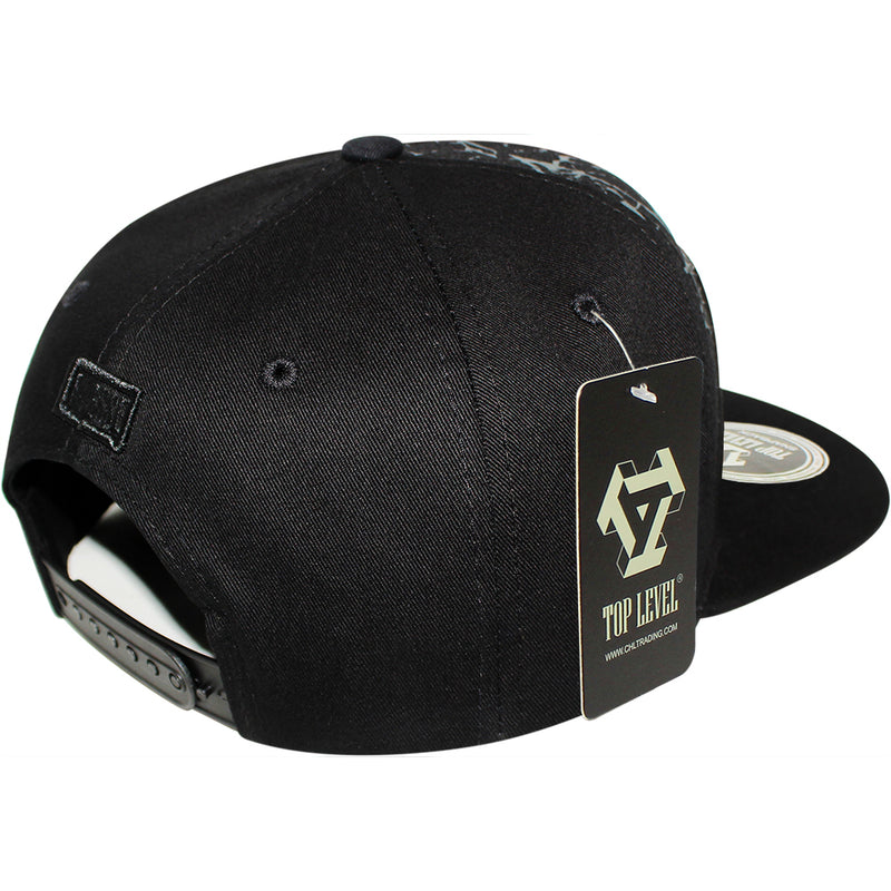 TOP LEVEL : FINESSE | Verbiage with Marble Texture Print Design Snapback Cap