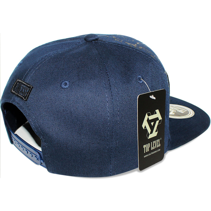 TOP LEVEL : FINESSE | Verbiage with Marble Texture Print Design Snapback Cap