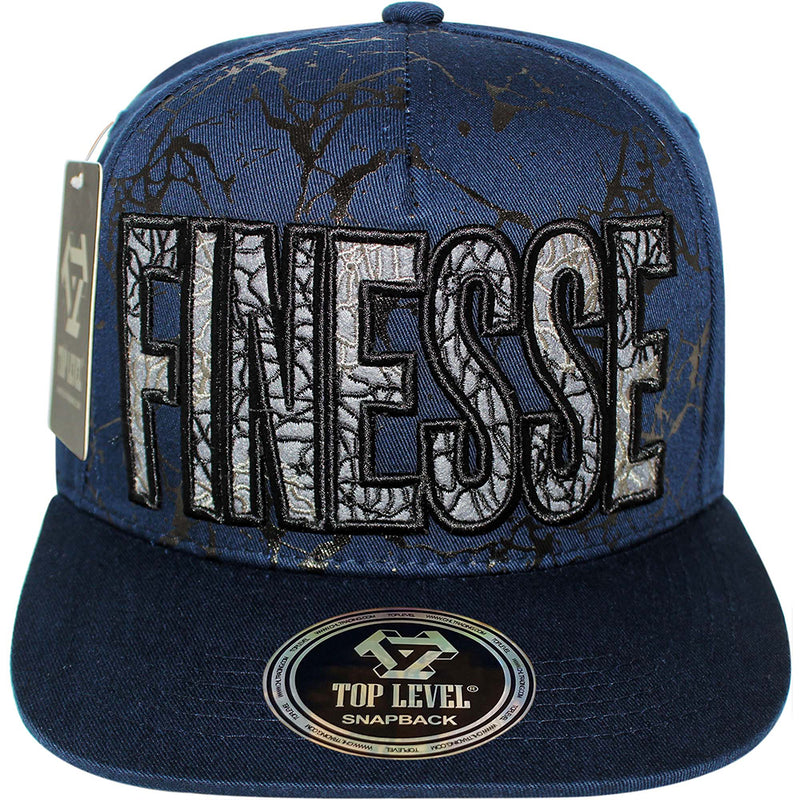 TOP LEVEL : FINESSE | Verbiage with Marble Texture Print Design Snapback Cap