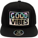 TOP LEVEL : GOOD VIBES | Iridescent Heat Transfer Vinyl Patch Design Snapback Cap