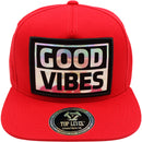 TOP LEVEL : GOOD VIBES | Iridescent Heat Transfer Vinyl Patch Design Snapback Cap