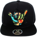 TOP LEVEL : HAWAII | Aloha Hand Sign with Flowers Embroidery Design Snapback Cap