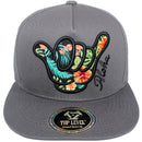 TOP LEVEL : HAWAII | Aloha Hand Sign with Flowers Embroidery Design Snapback Cap
