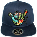 TOP LEVEL : HAWAII | Aloha Hand Sign with Flowers Embroidery Design Snapback Cap