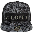 TOP LEVEL : ALOHA | Front-raised Verbiage Embroidery with Flowers Print Design Snapback Cap