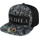 TOP LEVEL : ALOHA | Front-raised Verbiage Embroidery with Flowers Print Design Snapback Cap
