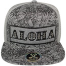 TOP LEVEL : ALOHA | Front-raised Verbiage Embroidery with Flowers Print Design Snapback Cap